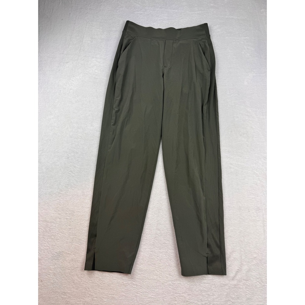 Athleta Brooklyn Ankle Pant Olive Green Size 4 Tapered Travel Trousers Rib Pant